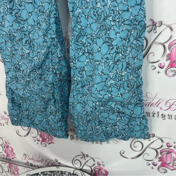Etcetera pants flowers floral Blue Patterned bottoms pocketed white buttons - Picture 4 of 8